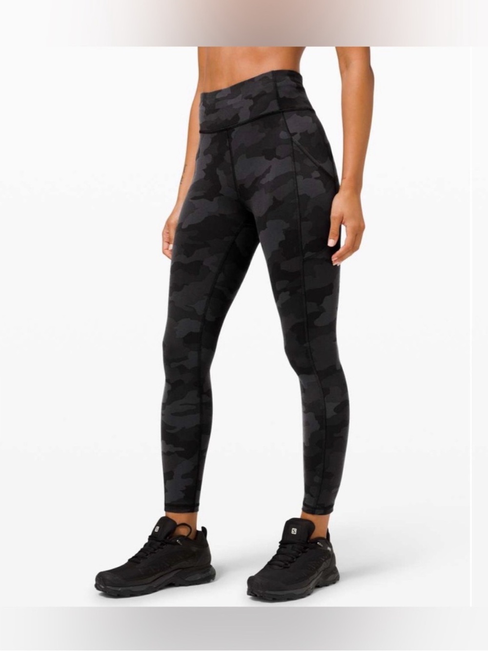 Lululemon High-rise Black Camouflage Active Leggings - Everlux Fabric